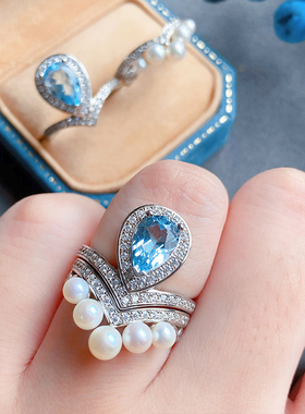 VISING珠宝托帕石皇冠戒指