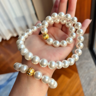 VISING珠宝深海贝珠项链手链百搭万能磁吸扣金色银色S925镀金12mm
