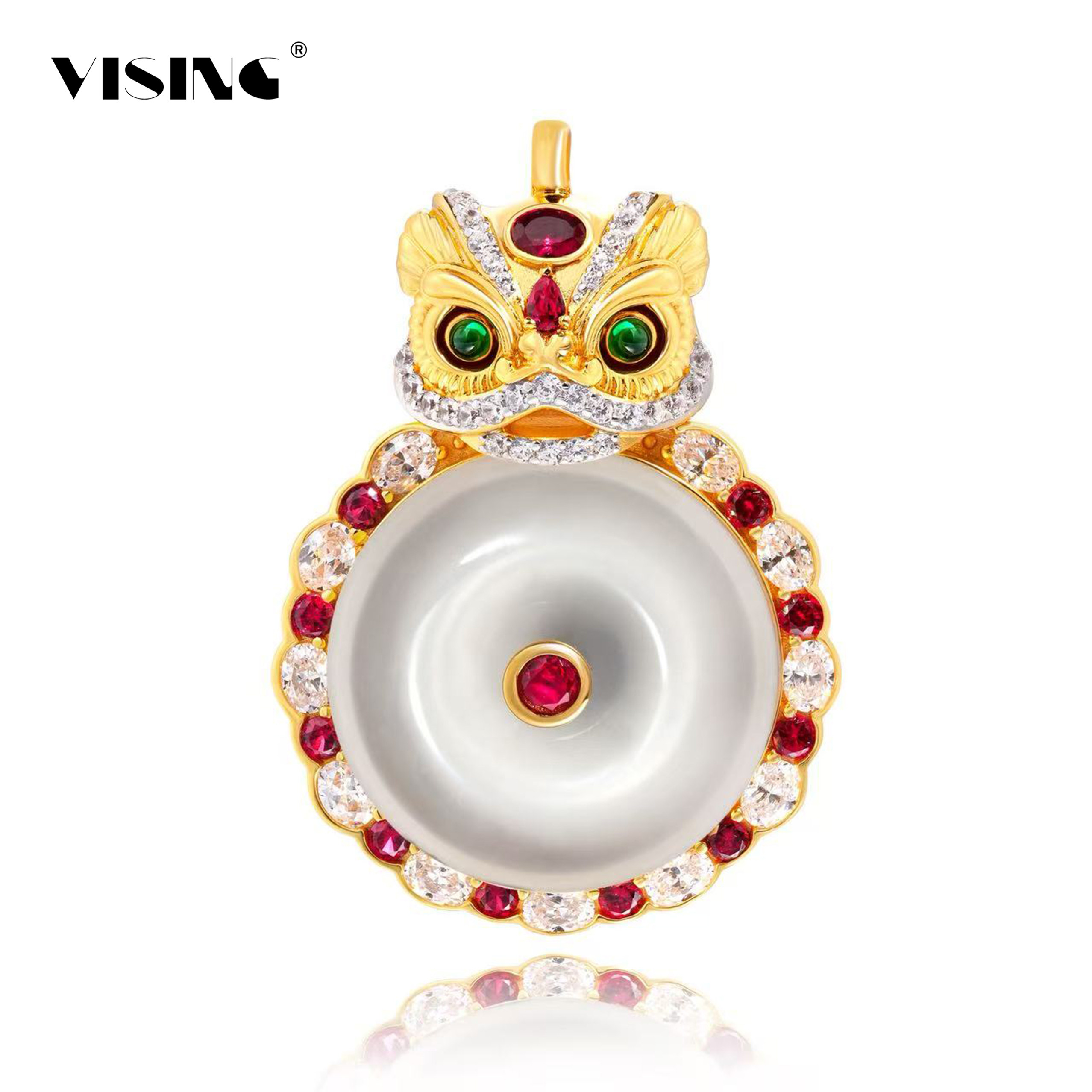 VISING珠宝培育红宝石【国检】水沫平安扣眨眼醒狮吊坠项链S925银,珠宝/钻石/翡翠,颈饰,淘宝优惠券,粉丝福利购,淘宝优惠卷