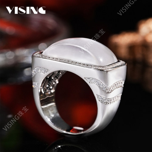VISING珠宝天然水沫玉戒指