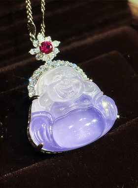 VISING珠宝水沫子渐变紫罗兰紫色小佛公吊坠珐琅垫色