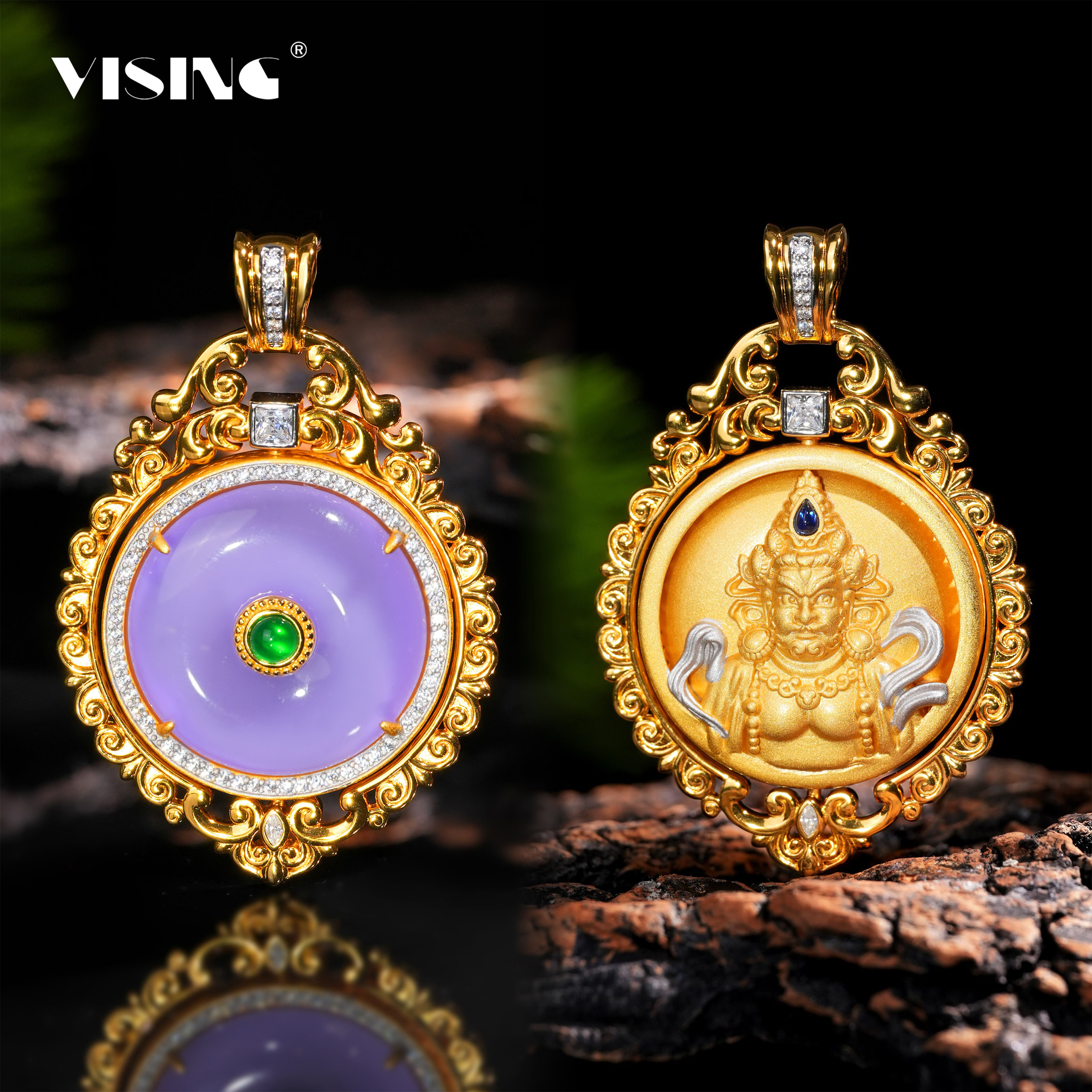 VISING珠宝原创黄财神紫罗兰水沫平安扣两戴黄金色吊坠毛衣链S925,珠宝/钻石/翡翠,颈饰,淘宝优惠券,粉丝福利购,淘宝优惠卷