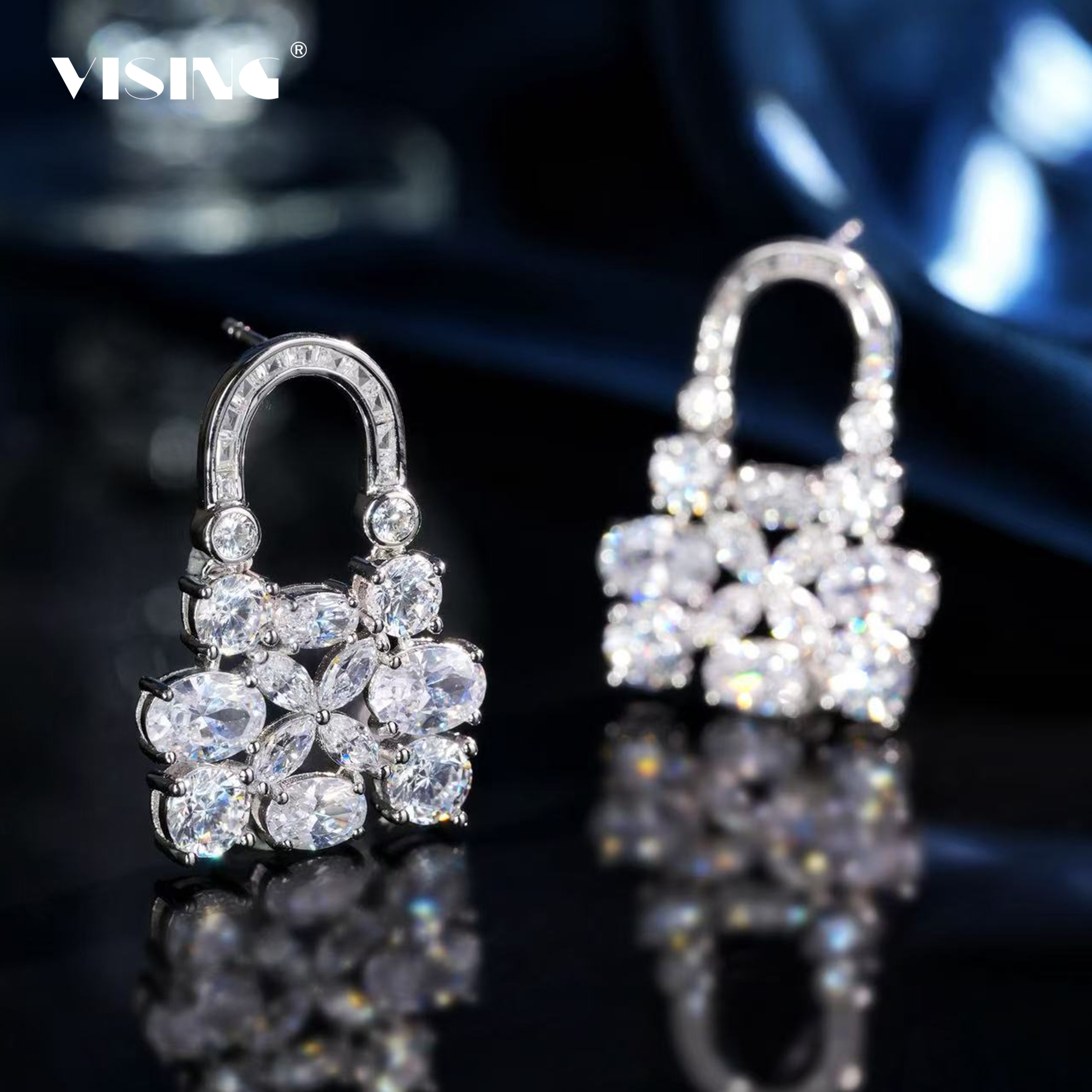 VISING珠宝爆闪包包耳钉耳饰耳坠耳环S925银镶锆石高碳钻,饰品/流行首饰/时尚饰品新,耳环,淘宝优惠券,粉丝福利购,淘宝优惠卷
