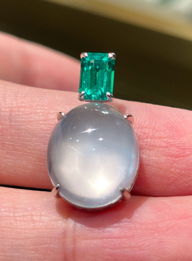 VISING【AGL国际证书】水沫玉培育祖母绿宝石鸽子蛋吊坠锁骨链