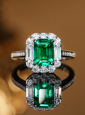 VISING【AGL国际证书】培育祖母绿宝石戒指鸽子蛋1.5克拉左右