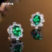 VISING AGL国际证书 祖母绿2.3克拉左右耳钉耳饰哥伦比亚木佐色