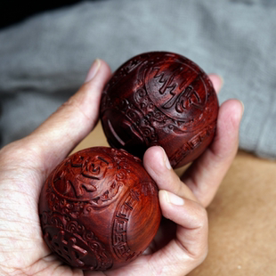 小叶紫檀木保健球手球把玩件按摩健身球送中老年老人祝寿生日礼物