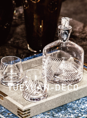 粤萱现代轻奢玻璃酒器金钱豹摆件售楼处样板间酒店客厅大堂餐桌