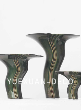 粤萱简约现代异形陶瓷花器摆件酒店会所茶几书桌样板间售楼处软装