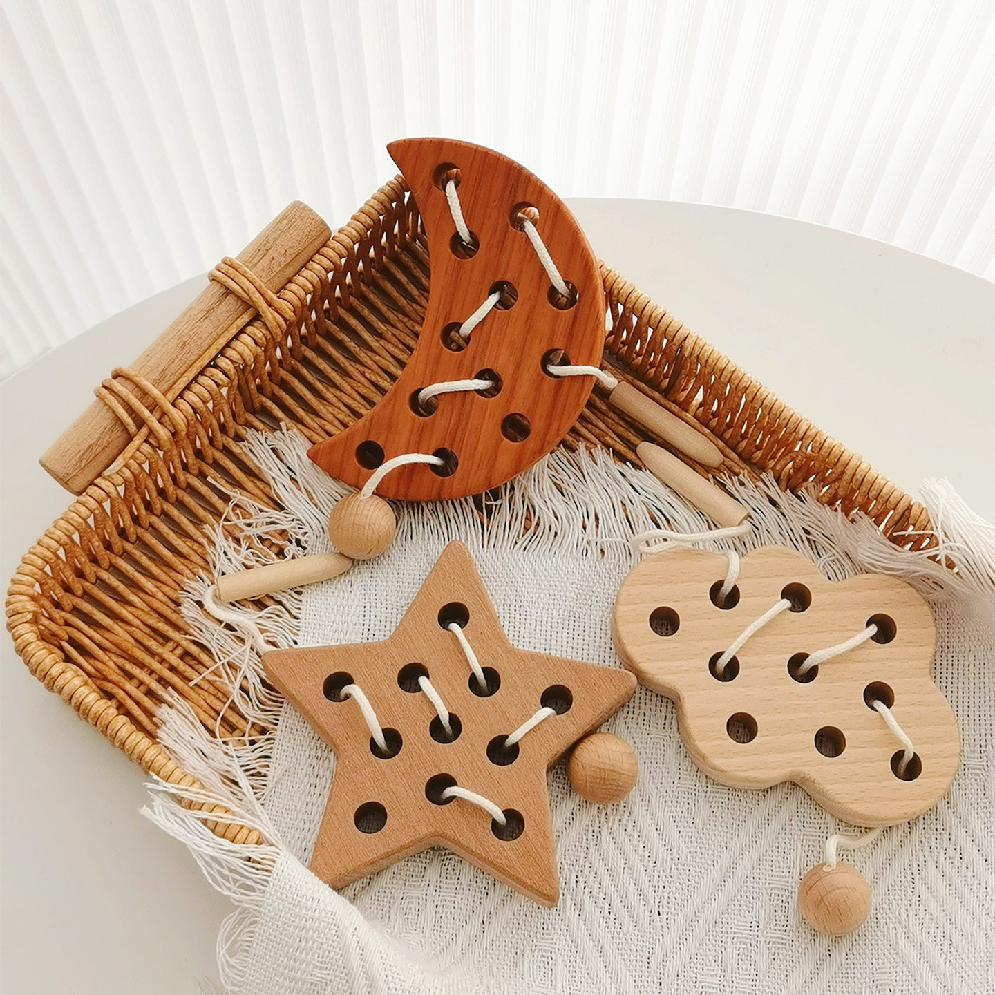 儿童蒙氏原木穿绳穿线板珠串精细动作专注力可啃咬1-2岁手眼协调,玩具/童车/益智/积木/模型,儿童串珠/绕珠,淘宝优惠券,粉丝福利购,淘宝优惠卷