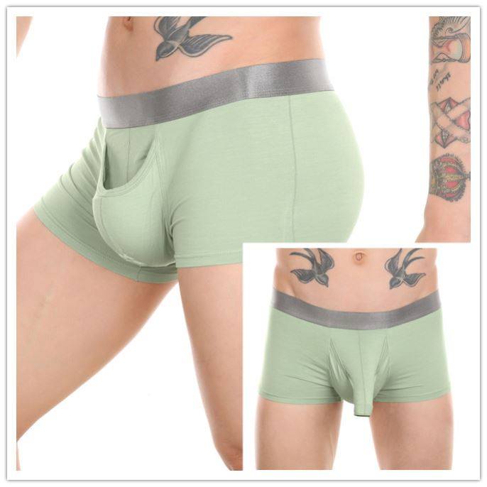 男士平角内裤性感象鼻通孔前开口枪弹分离阴囊托透气男生四角短裤,女士内衣/男士内衣/家居服,男平角内裤,淘宝优惠券,粉丝福利购,淘宝优惠卷