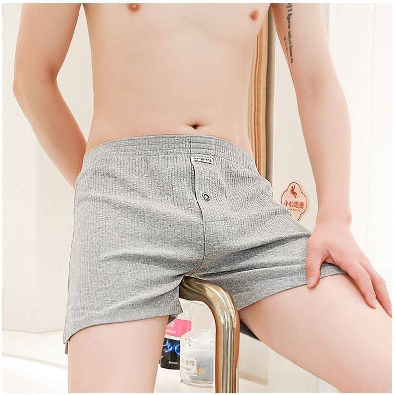 纯棉螺纹男士平角阿罗裤纽扣可外穿透气中腰四角内裤纯色家居短裤,女士内衣/男士内衣/家居服,男阿罗裤,淘宝优惠券,粉丝福利购,淘宝优惠卷