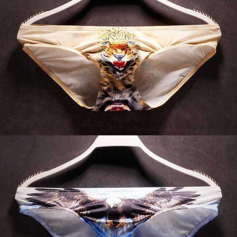 两条装男士三角内裤牛奶丝薄款欧美个性潮动物青年低腰性感三角裤,女士内衣/男士内衣/家居服,男三角内裤,淘宝优惠券,粉丝福利购,淘宝优惠卷