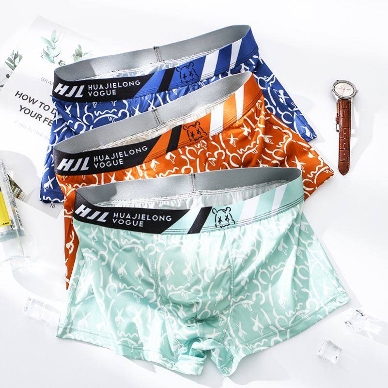3件 装男士内裤印花半透明潮流中腰修身透气冰丝薄款平角裤2026,女士内衣/男士内衣/家居服,男平角内裤,淘宝优惠券,粉丝福利购,淘宝优惠卷