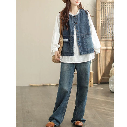 时尚牛仔马甲女工装坎肩