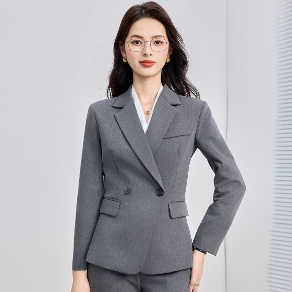 灰色职业装女春秋时尚气质前台酒店经理工作服西装制服套装套裤