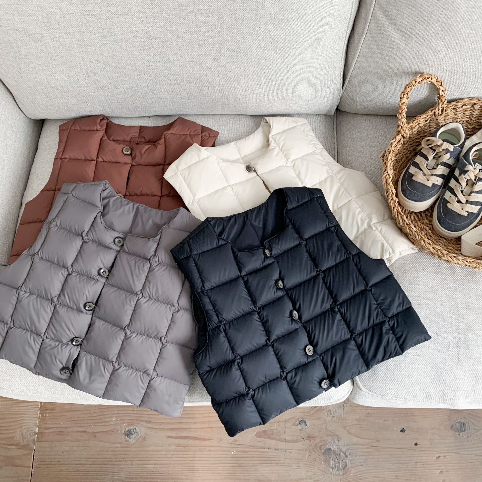 儿童轻薄90白鸭羽绒马甲