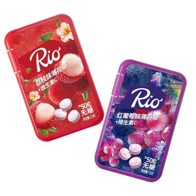 Rio瑞欧卡盒无糖接吻薄荷糖 清新口气木糖醇维生素C清口水果零食