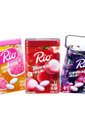 Rio瑞欧无糖接吻薄荷糖 清新口气木糖醇维生素C清口水果便携零食