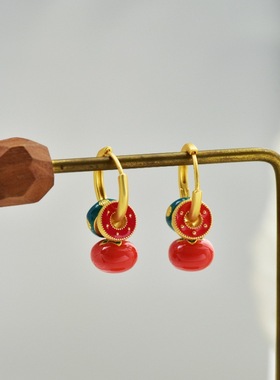 【柿柿如意】Y家原创柿子造型耳环项链手链珐琅中古风耳饰