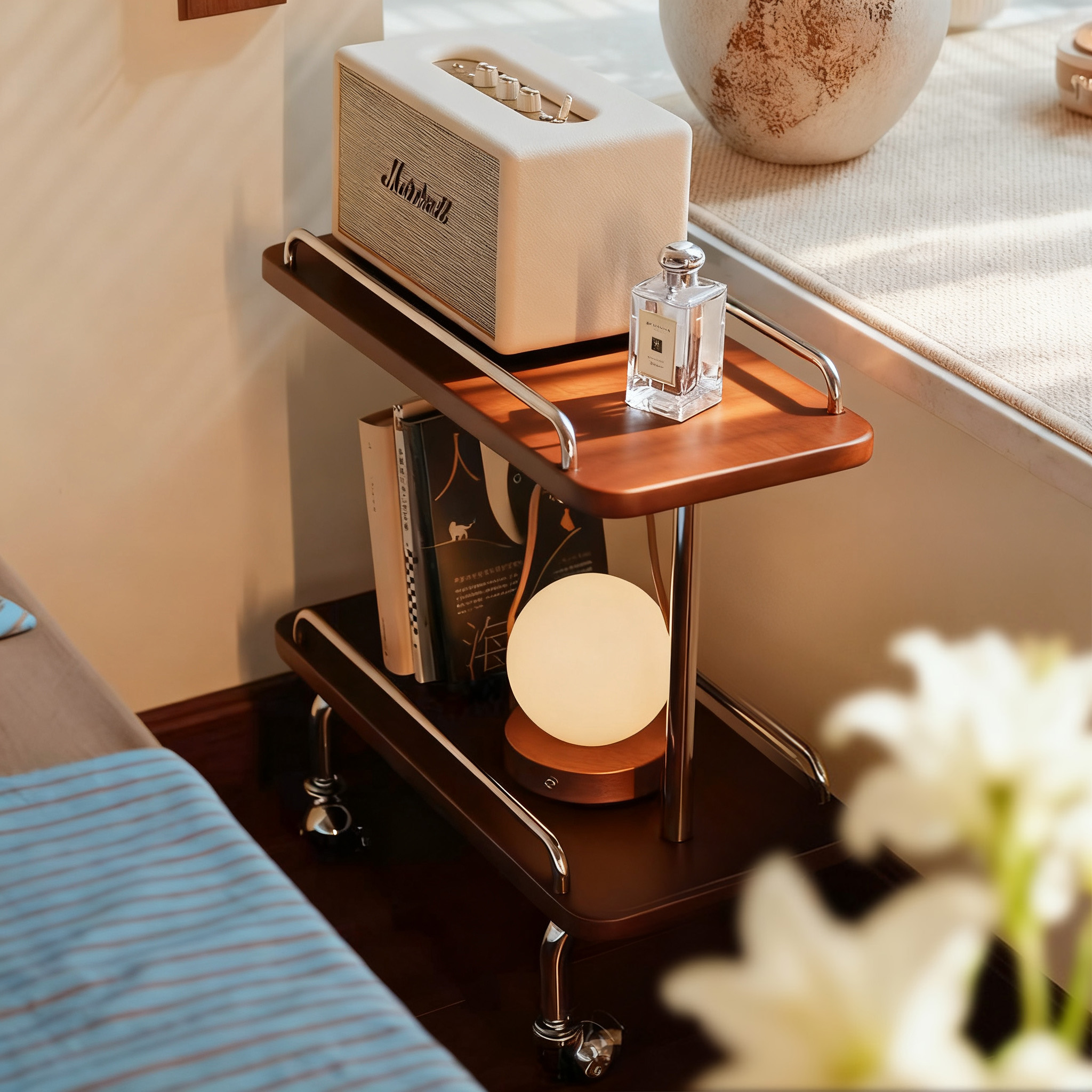 中古风沙发边几可移动