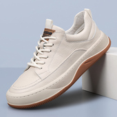 2025新款 防滑小白鞋 秋季 头层牛皮男鞋 真皮透气男士 休闲皮鞋 男板鞋