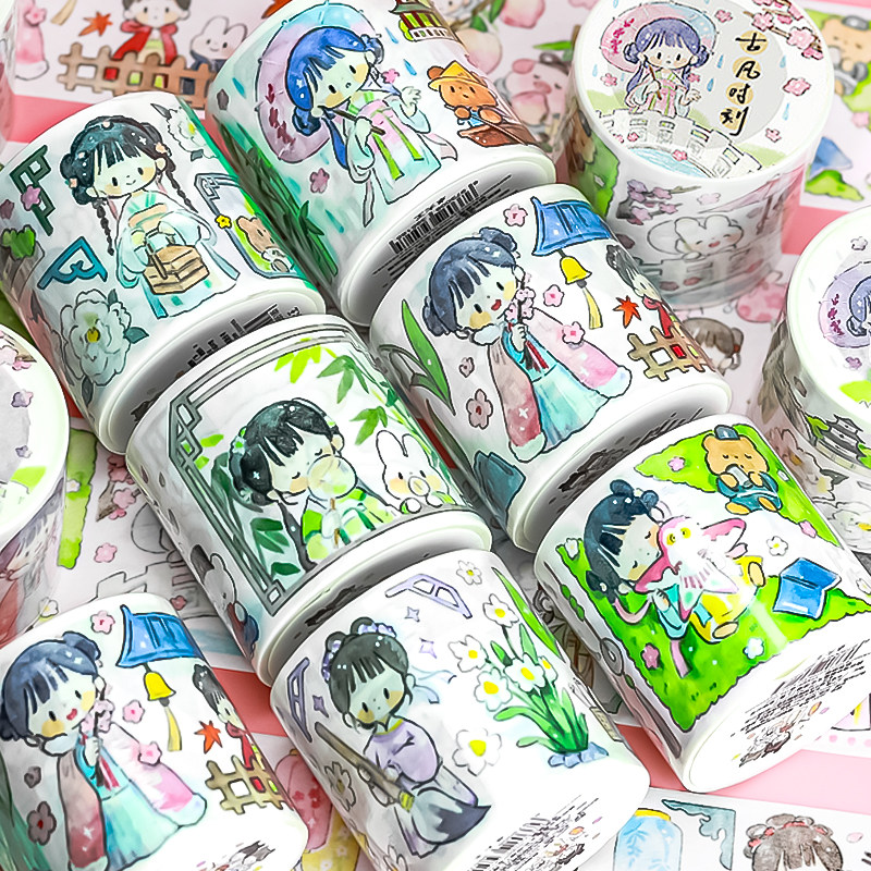 卓大王新品阿卓古风时刻阿卓的闺蜜日常胶带姐妹朋友素材原创手帐手绘