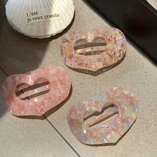 高品质浅色系醋酸爱心鲍鱼夹开车不硌头发卡气质慵懒风发抓新款女