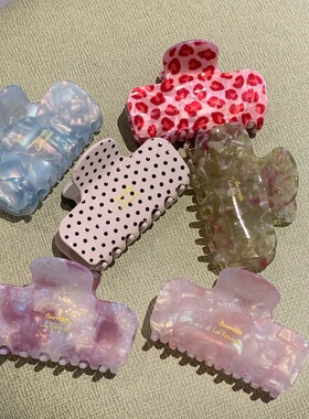 醋酸含包扣满天星镂空镶钻抓夹暖黄色梳子鲨鱼夹文艺少女醋酸发梳