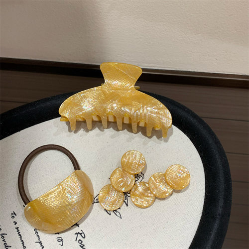 进口醋酸发夹小众高级感干抛工艺中号抓夹麒麟黄色发抓发绳发卡女