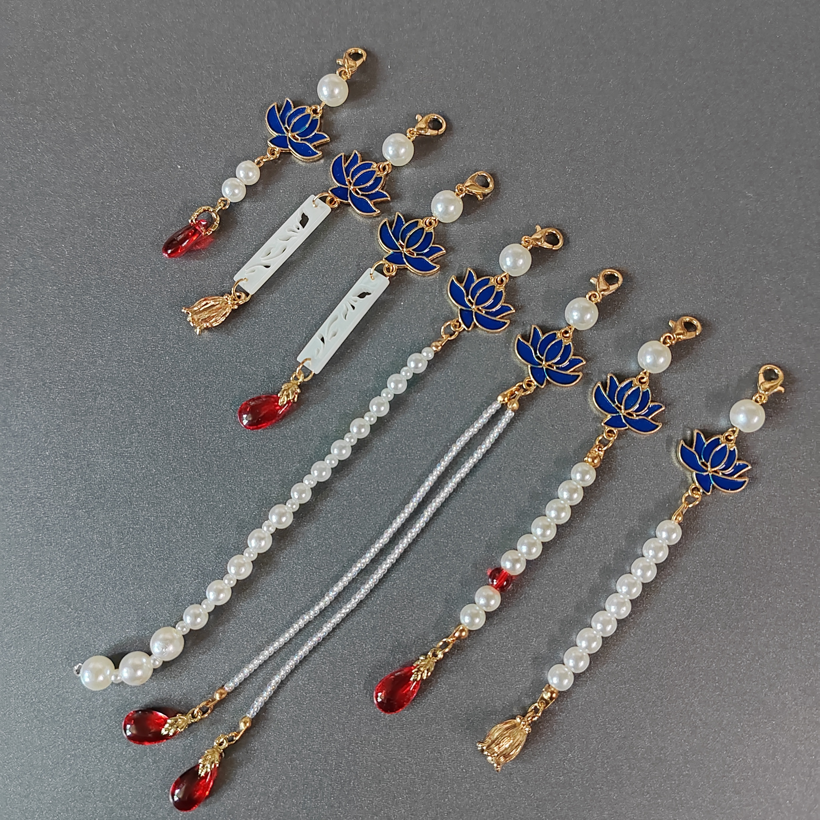 古风汉服头饰配饰发簪子流苏可拆卸挂件步摇仿珍珠吊坠莲花头饰品