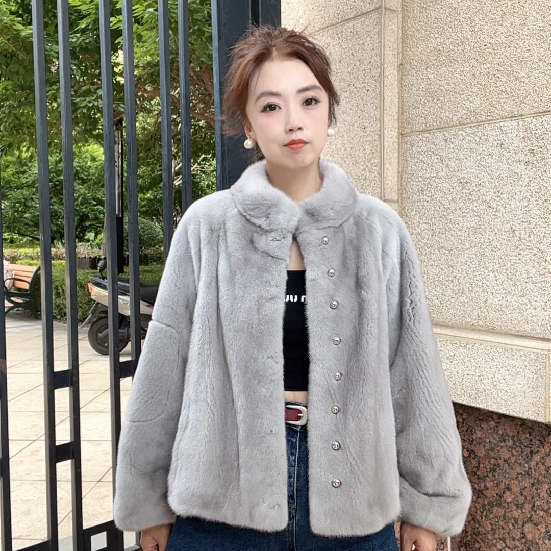 21帝澜晟雪进口天鹅绒貂皮立领