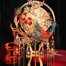 团扇新娘结婚材料非遗缠花刺绣秀禾双面成品高级喜扇婚礼婚嫁扇子