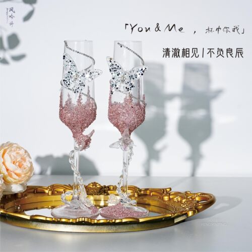 浅悠然  婚礼拍照高脚杯结婚创意diy敬酒杯手工材料包送新人礼物