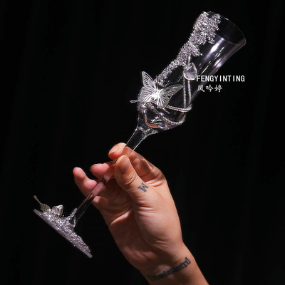 高脚杯结婚一对敬酒杯diy香槟杯子装饰手工diy材料包新婚订婚礼物