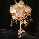 结婚团扇新娘中式 双面秀禾高级感婚扇扇子出嫁喜扇diy材料包婚礼