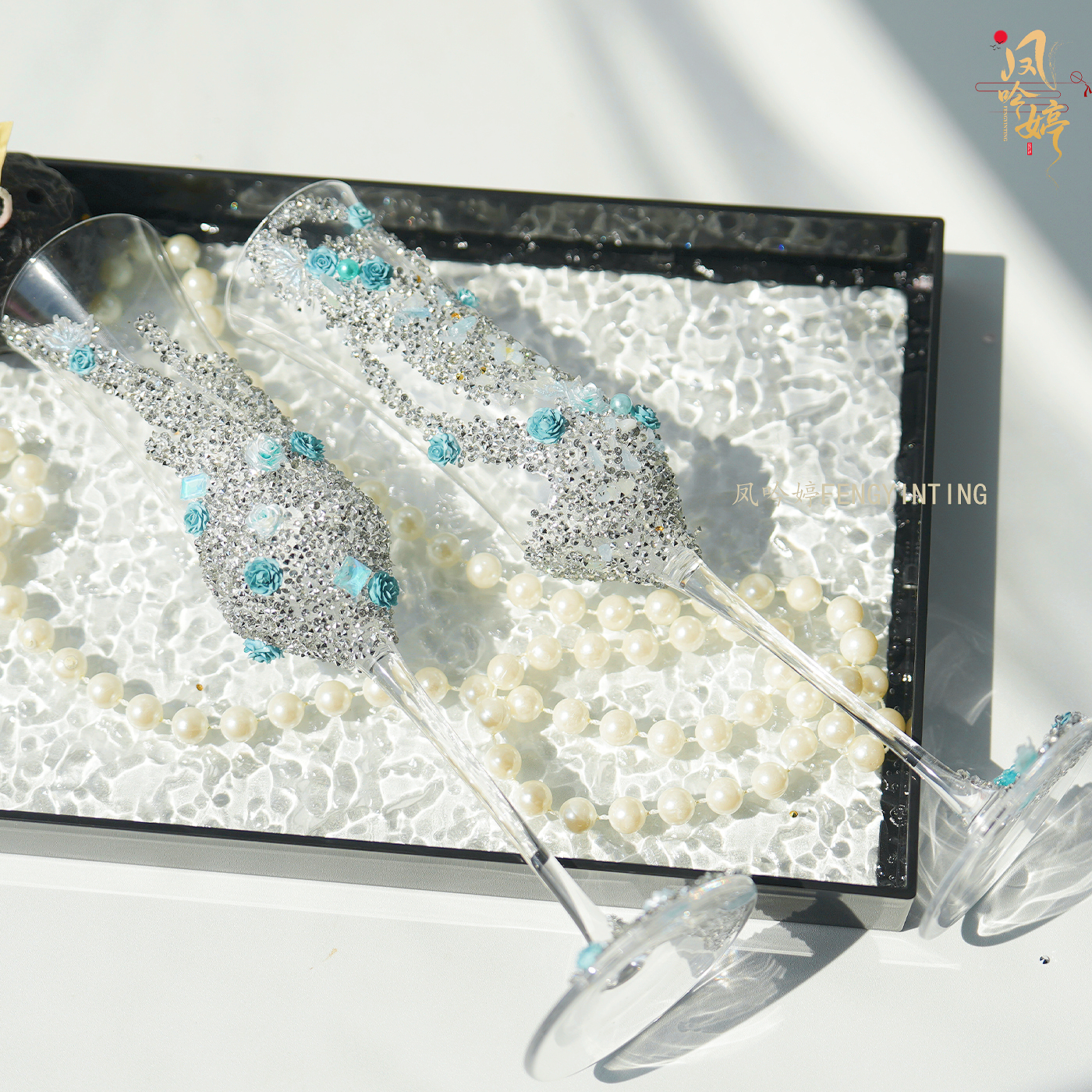 新人结婚敬酒杯diy一对高脚杯材料包高级手工新娘礼物结婚礼物