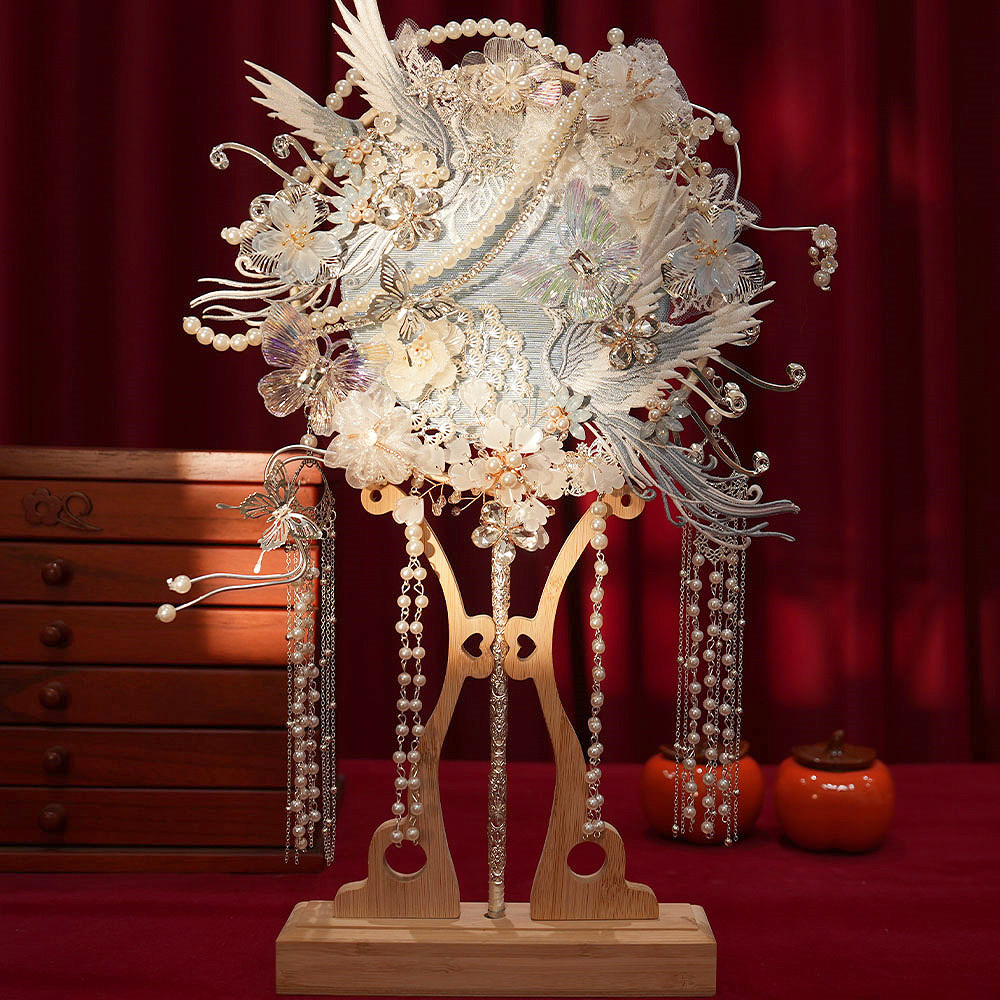 中式蓝色团扇古风喜扇新娘婚礼结婚秀禾服宫扇DIY材料包和成品扇,家居饰品,工艺扇/团扇/喜扇/折扇,淘宝优惠券,粉丝福利购,淘宝优惠卷