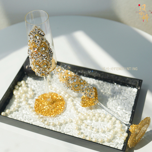 新人结婚一对高脚杯敬酒杯香槟杯手工自制碎钻diy材料包手工礼物