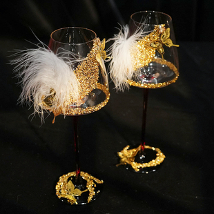 银河敬酒杯diy结婚一对红酒杯轻奢高级感高脚杯香槟杯新婚礼物