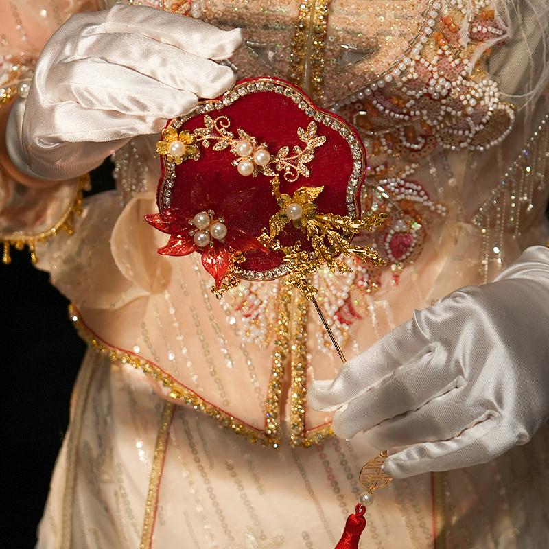 迷你小团扇子新娘手工diy