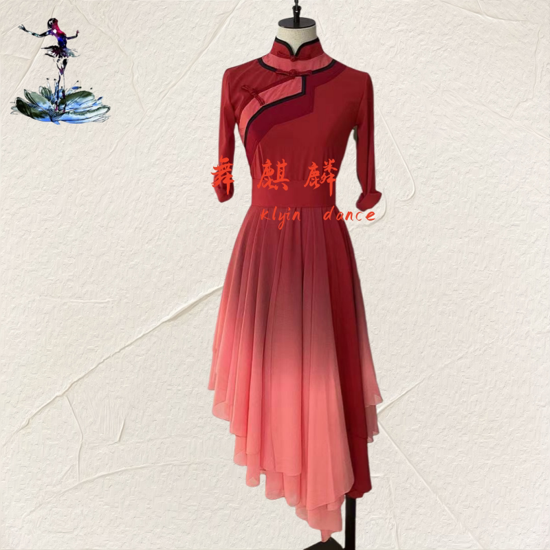 新款蒙族组合荷花奖心灵之光舞蹈服草原大裙摆演出服艺考服定制女 - 实物图