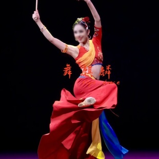 新款傣族舞《碧波清影》同款舞蹈演出服飘逸扇子舞艺考独舞表演服