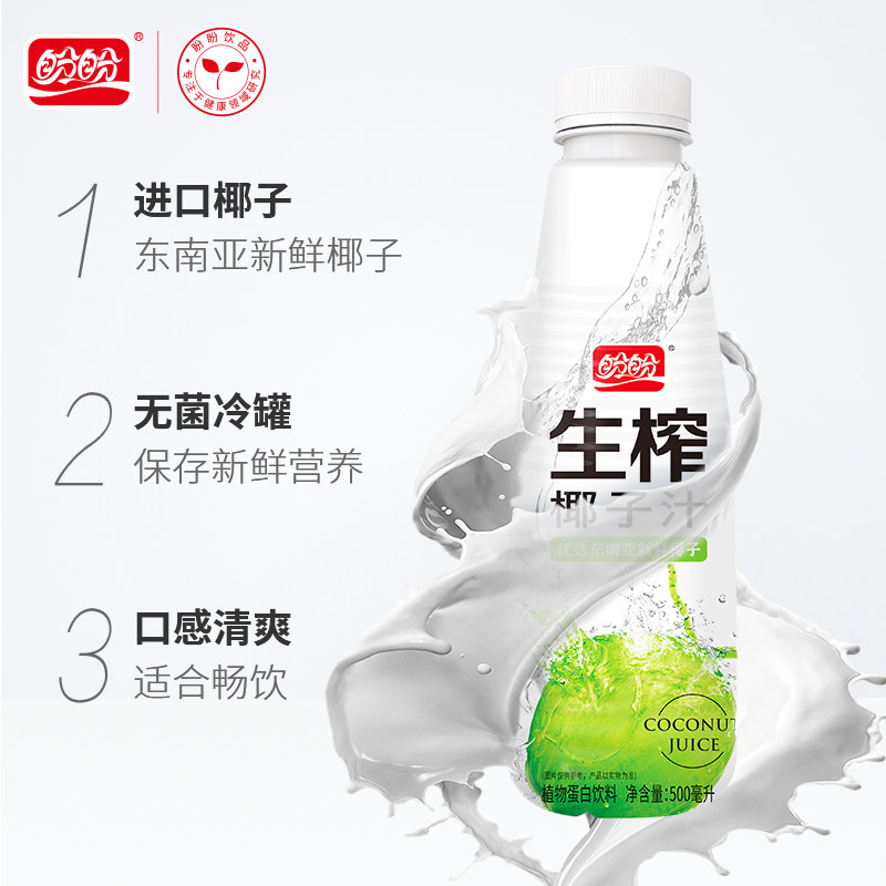 盼盼生榨新鲜椰子汁植物蛋白饮料椰子水椰奶瓶装整箱500ml*30瓶G