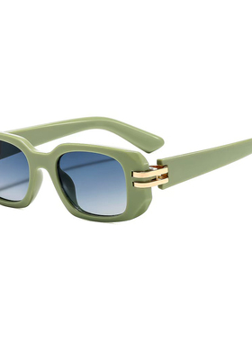 小框方形高级感绿色墨镜跨境ins