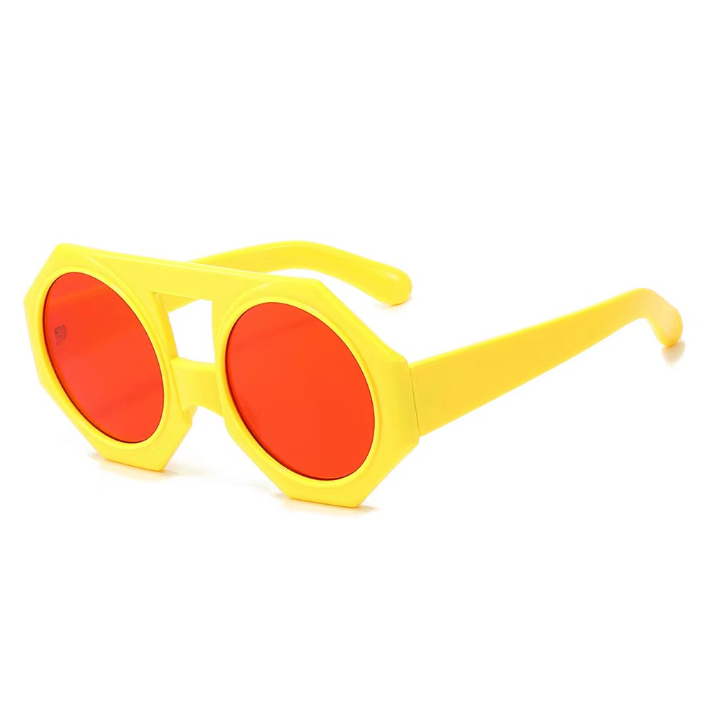 Women Sunglasses欧美跨境双梁太阳眼镜网红多边形荧光色墨镜男女