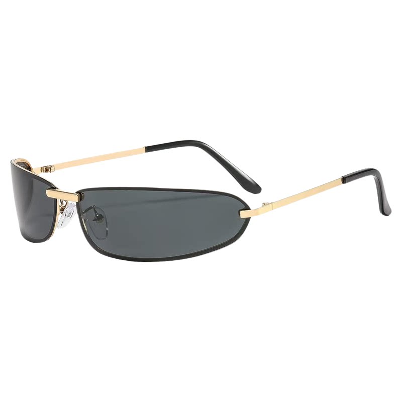 欧美复古金属百搭弯曲镜片太阳眼镜个性户外装饰时尚男女跨境墨镜