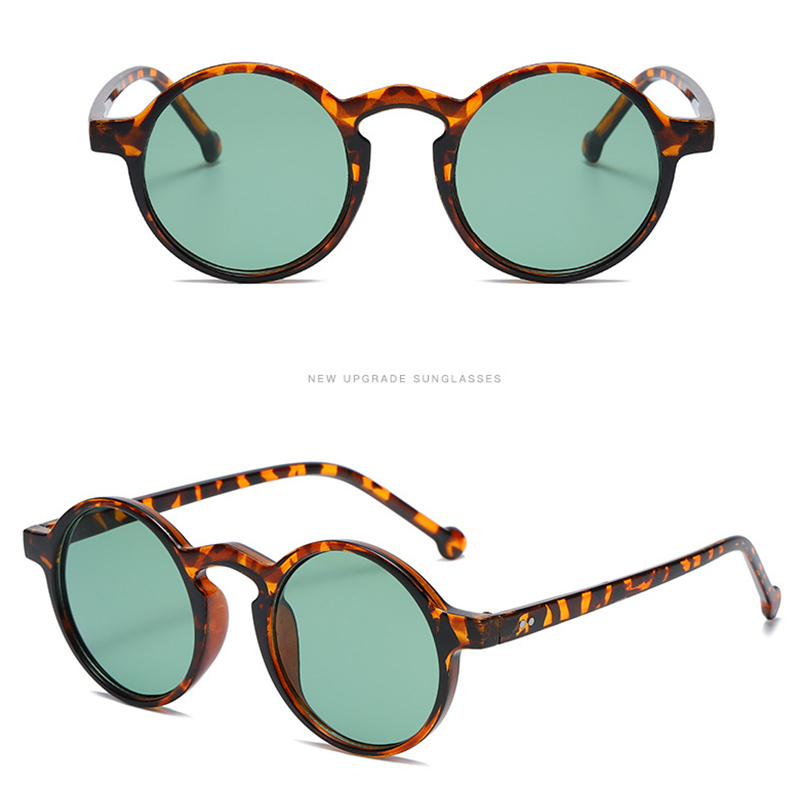 欧美经典圆形朋克豹纹太阳镜时尚米钉小框墨镜男女潮百搭简单眼镜