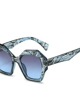 几何边框平光眼镜时尚条纹太阳镜