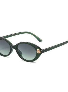 小花朵装饰凹造型女绿色太阳眼镜